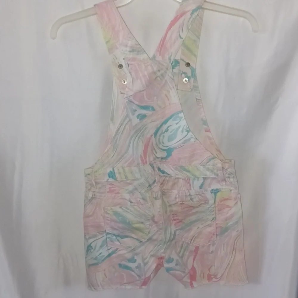 The childrens place rainbow Rose Pottery swirled overalls